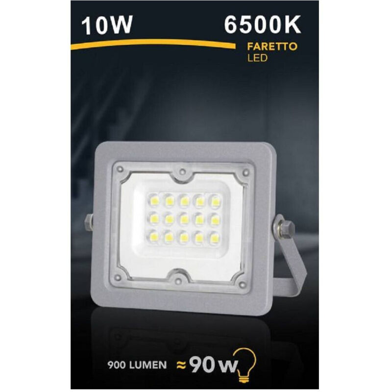 foto del prodotto trade shop traesio - faro led 10 w ultra slim grigio esterno ip65 luce fredda naturale calda fs10w-g - -bianco freddo -