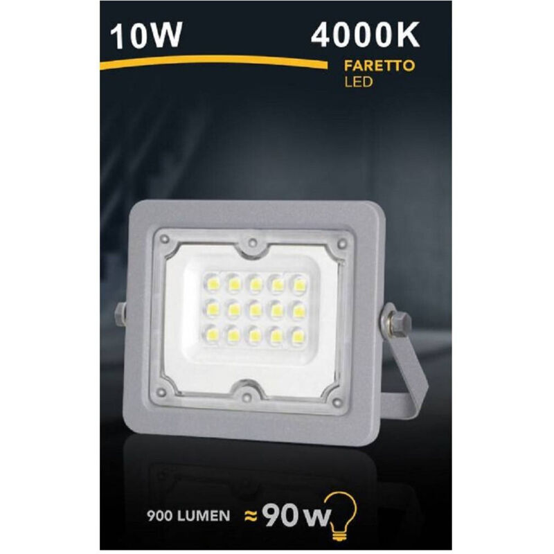 foto del prodotto trade shop traesio faro led 10 w ultra slim grigio esterno ip65 luce fredda naturale calda fs10w g bianco naturale 