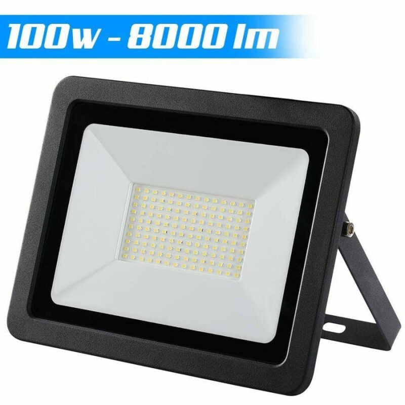 foto del prodotto trade shop traesio faro led 100w luce alta luminosita 8000lm faretto esterno slim bianco freddo 