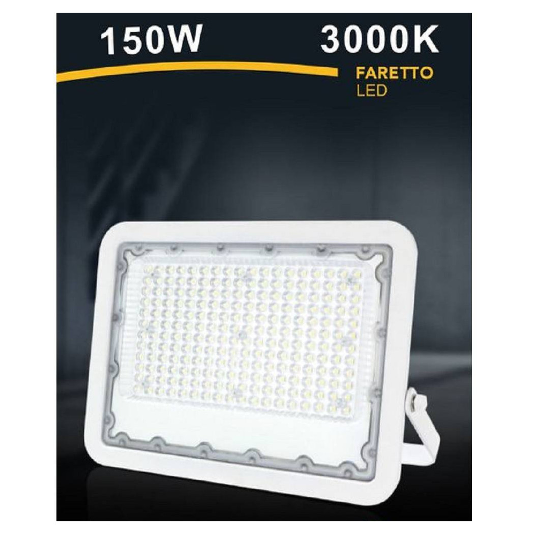 foto del prodotto trade shop traesio faro led 150 watt proiettore esterno ip65 bianco luce 6500k 4000k 3000k fs150w b bianco caldo 