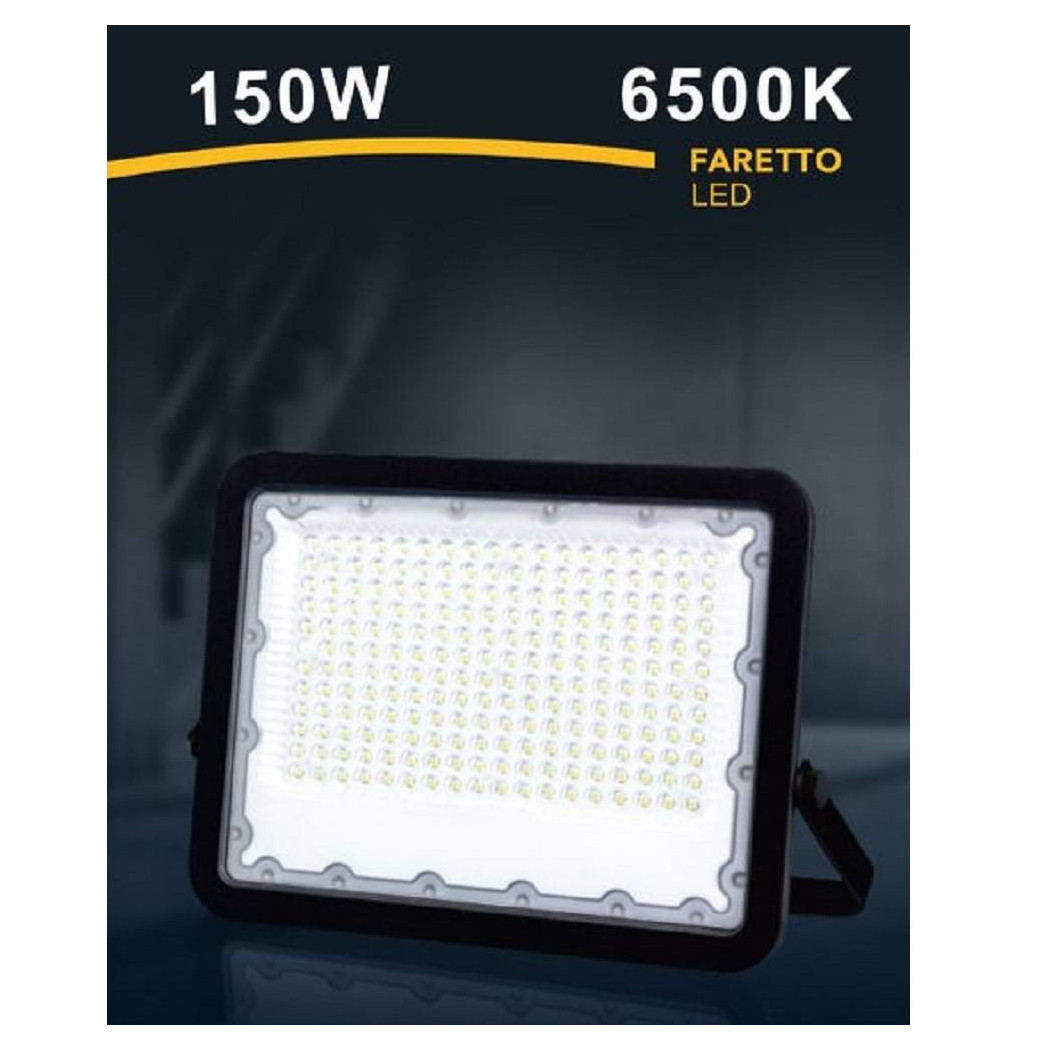foto del prodotto trade shop traesio faro led 150 watt proiettore esterno ip65 nero luce 3000k 6500k 4000k fs150w n bianco freddo 