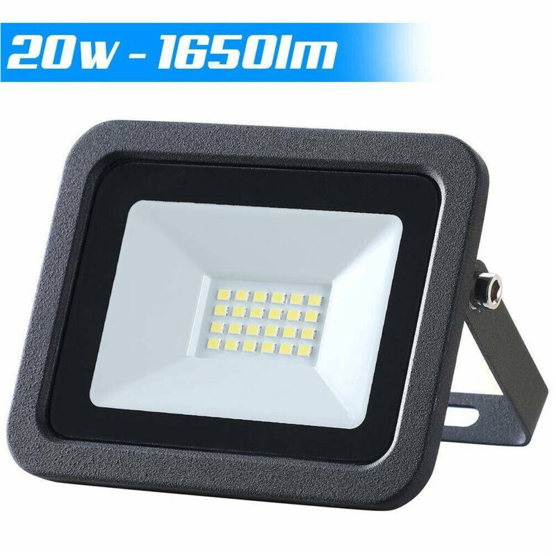 foto del prodotto trade shop traesio - faro led 20w luce alta luminosita 1650lm faretto esterno slim bianco freddo ip65 -