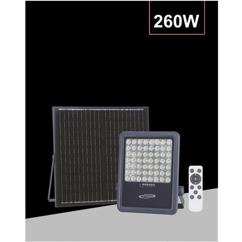 foto del prodotto trade shop traesio faro led 260 watt con pannello solare luce naturale 4000k telecomando tk09 260w 