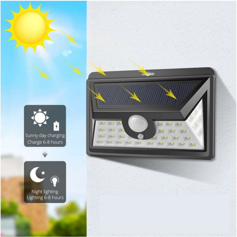 foto del prodotto trade shop traesio faro led con pannello solare crepuscolare 24 led sensore movimento crepuscolare 