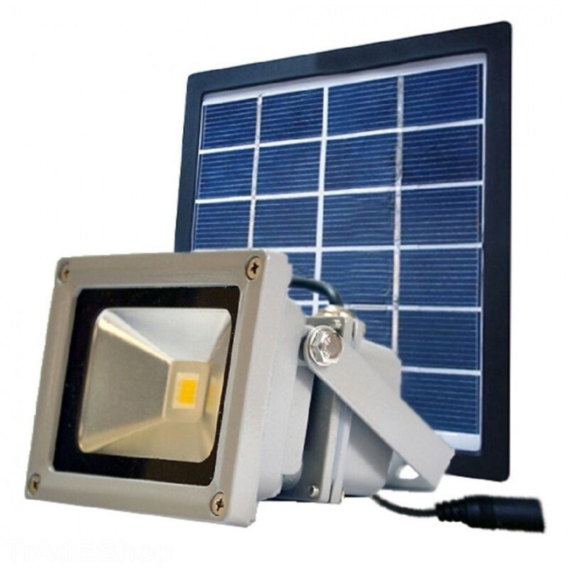 foto del prodotto trade shop traesio faro led con pannello solare per illuminazione esterna con batteria integrata 2w 