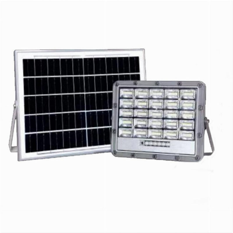 foto del prodotto trade shop traesio faro led pannello solare 100w luce fredda telecomando indicatore carica tk08 100w 
