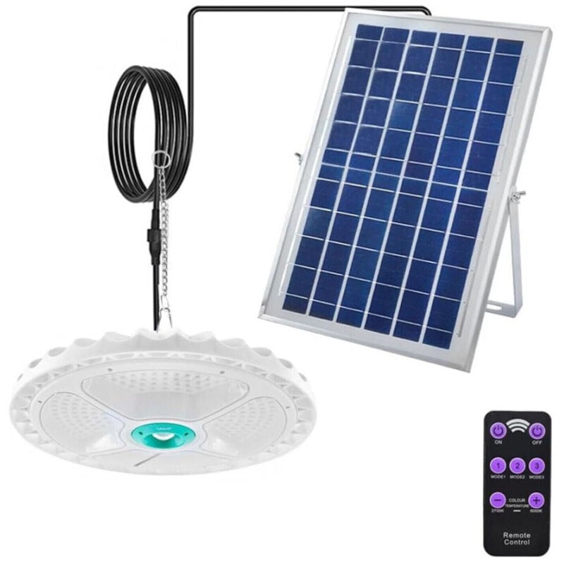 foto del prodotto trade shop traesio faro led pannello solare plafoniera lampada 200w a sospensione 156led lampadario 