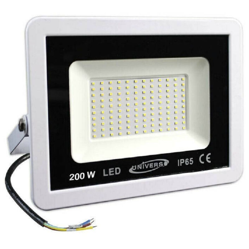 foto del prodotto trade shop traesio faro led proiettore da esterno ip65 bianco 200 watt luce fredda 6500k f200w bf1 
