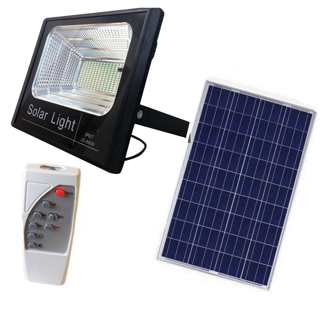 foto del prodotto trade shop traesio faro pannello energia solare faretto led luce bianca ip67 con telecomando 600 watt