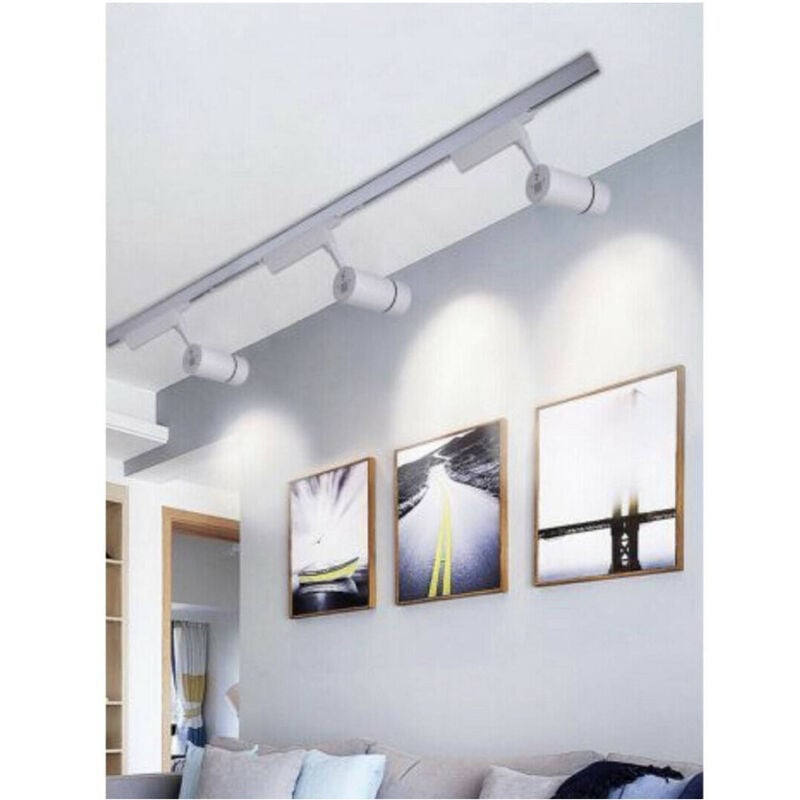 foto del prodotto trade shop traesio faro proiettore binario 30w led cob luce 6500k 3000k 4000k f30w 07a faretto bianco bianco freddo 