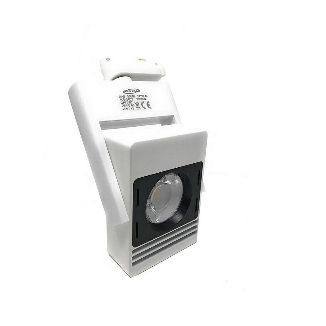 foto del prodotto trade shop traesio faro proiettore led cob x binario 30w luce 6500k 4000k 3000k orientabile f30w 5a bianco freddo 