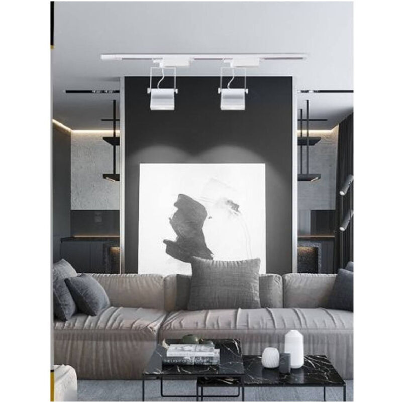 foto del prodotto trade shop traesio faro proiettore orientabile 30w luce 6500k 4000k faretto led cob binario f30w 6a bianco freddo 