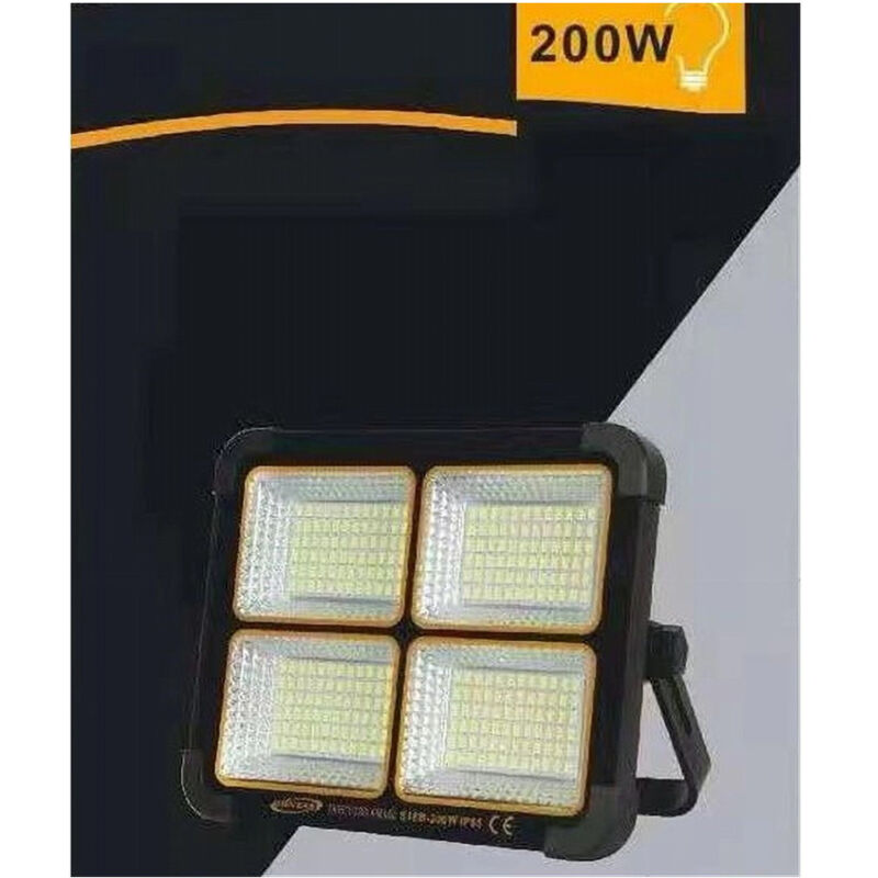 foto del prodotto trade shop traesio faro proiettore ricaricabile pannello solare 200 w usb power bank ip65 s18b 200w 