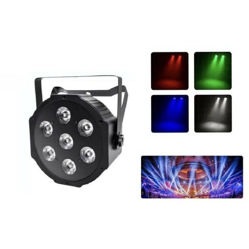 foto del prodotto trade shop traesio - faro rgb faretto 7 led vari colori discoteca sensore sonoro luce colorata -