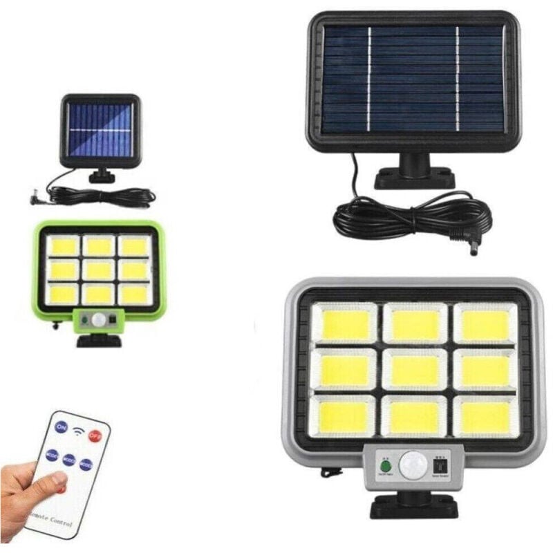 foto del prodotto trade shop traesio faro solare con pannello faretto sensore di movimento 252 led cob hs 8022 