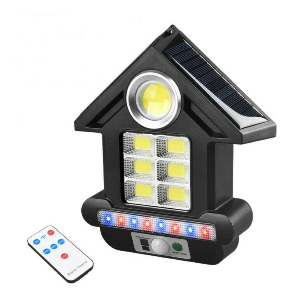 foto del prodotto trade shop traesio faro solare con pannello faretto sensore movimento 81led cob telecomando cl s180 
