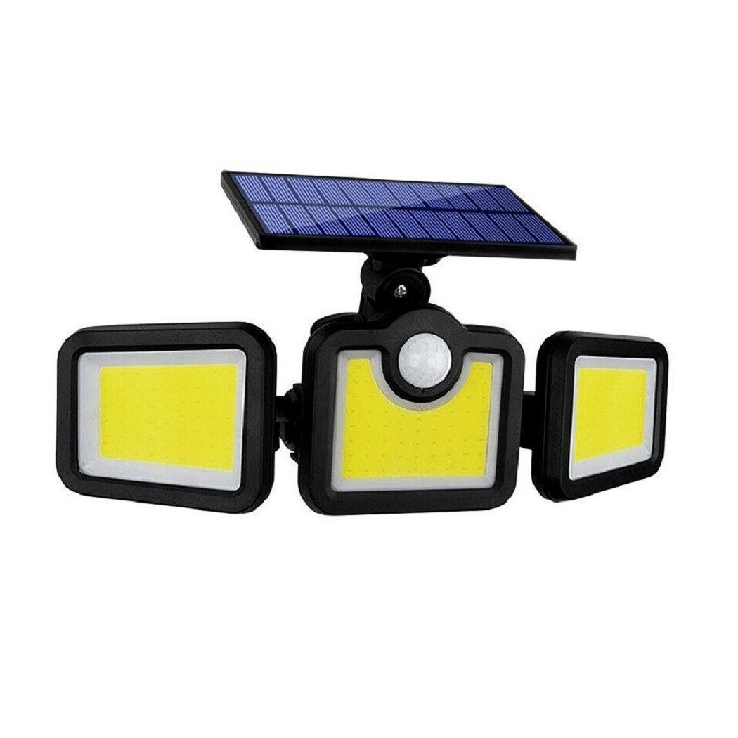 foto del prodotto trade shop traesio faro solare led con pannello faretto sensore di movimento 100 led cob fl 1725b 