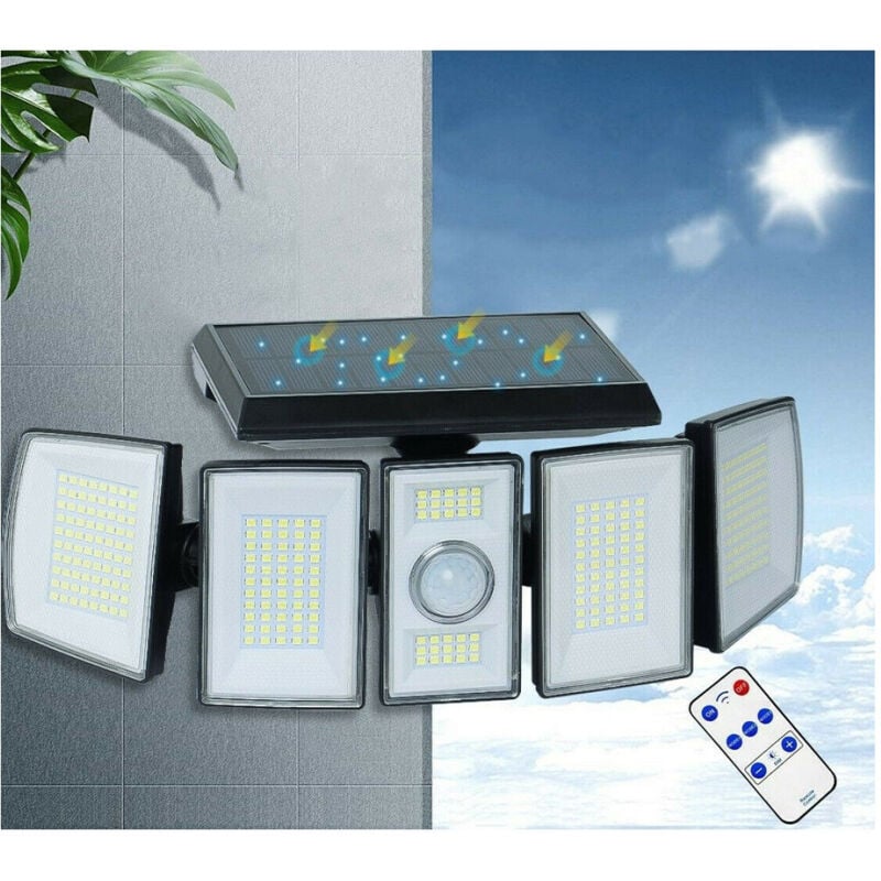 foto del prodotto trade shop traesio faro solare led orientabile faretto telecomando sensore di movimento 300 led 