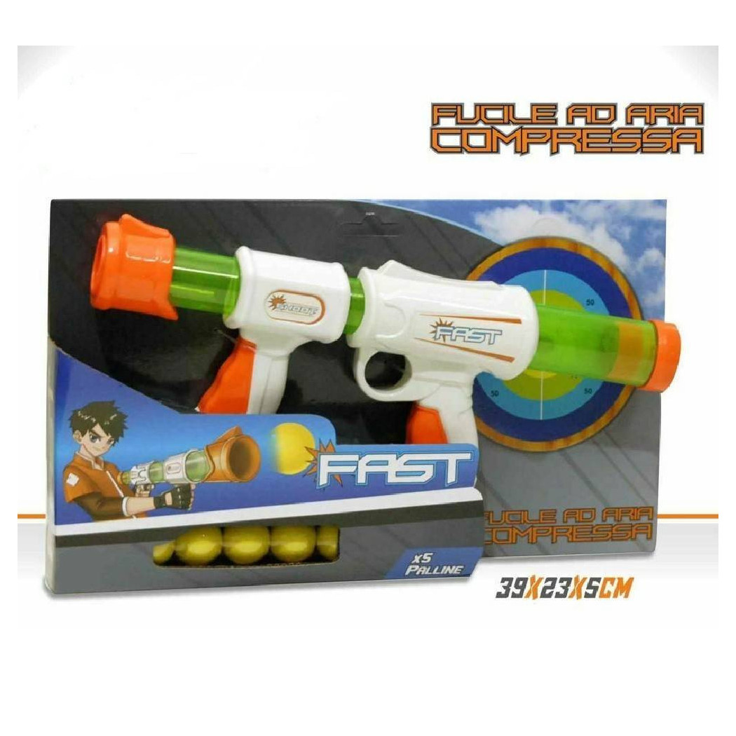 foto del prodotto trade shop traesio fast fucile ad aria compressa 5 palline gioco giocattolo bambini 