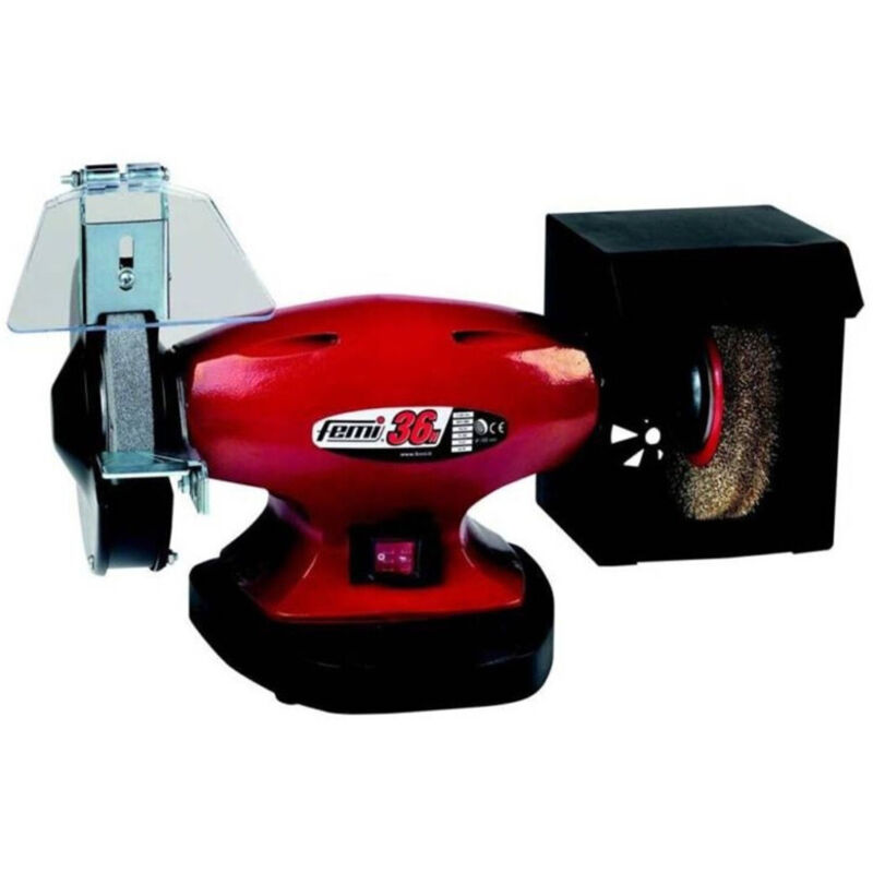 foto del prodotto trade shop traesio - femi mola smerigliatrice da banco 450w combinata con spazzola d150 220v mod.36n -