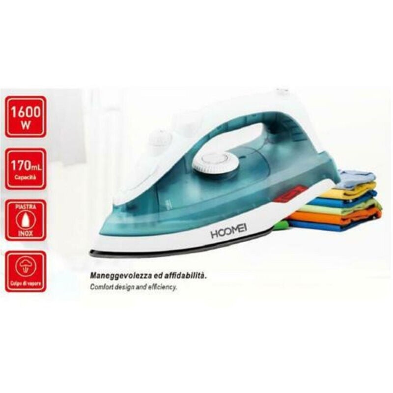foto del prodotto trade shop traesio ferro da stiro 1600w 170ml piastra inox maneggevole con impugnatura ergonomica 