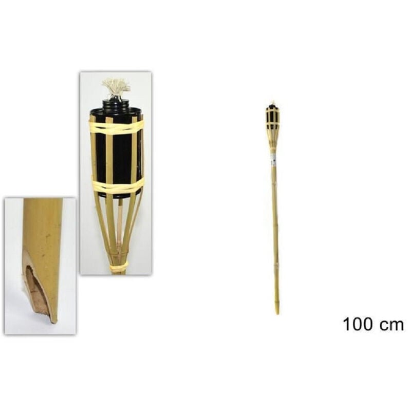 foto del prodotto trade shop traesio fiaccola bamb bamboo 100 cm per esterno giardino luce torcia stoppino ro000443 