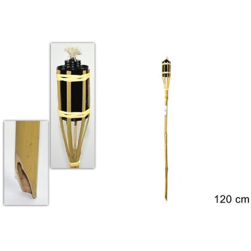 foto del prodotto trade shop traesio fiaccola bamb bamboo 120 cm per esterno giardino luce torcia stoppino ro000444 