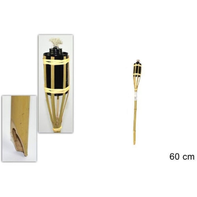 foto del prodotto trade shop traesio fiaccola bamb bamboo 60cm esterno giardino luce torcia stoppino bt a60 ro000441 