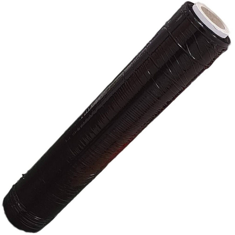 foto del prodotto trade shop traesio film estensibile pellicola nera rotolo manuale per imballaggi 160mx23myx50cm 