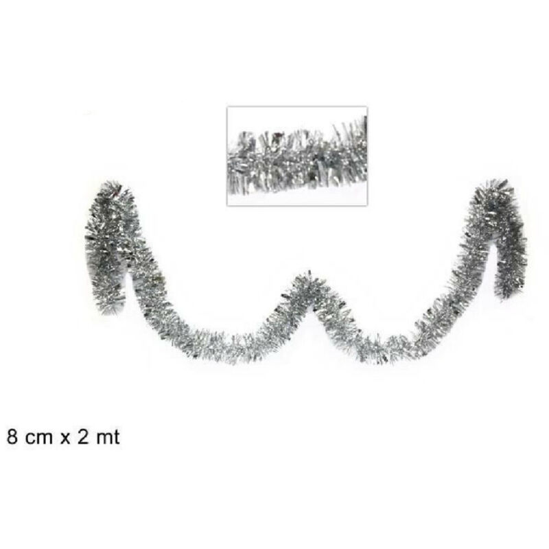 foto del prodotto trade shop traesio filo addobbo ghirlanda albero di natale 8 cm x 2 mt silver argento decorazione 