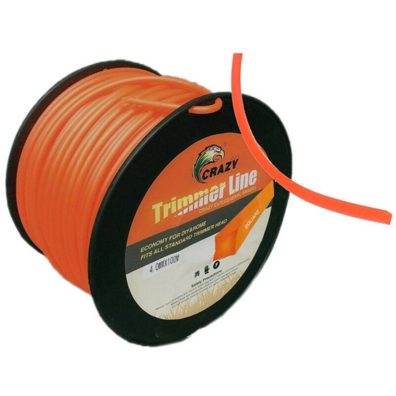 foto del prodotto trade shop traesio filo per decespugliatore quadrato 4mm bobina 100mt tagliaerba cavo matassa rosso 