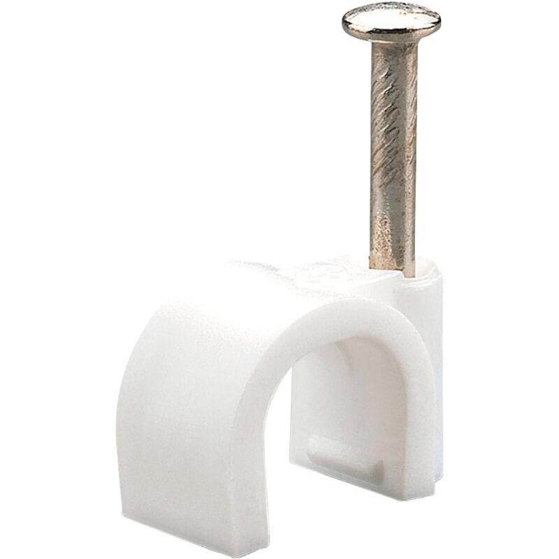 foto del prodotto trade shop traesio fissacavi con chiodo in acciaio da 6 a 12 mm confezione da 100pz colore bianco 14 cm 
