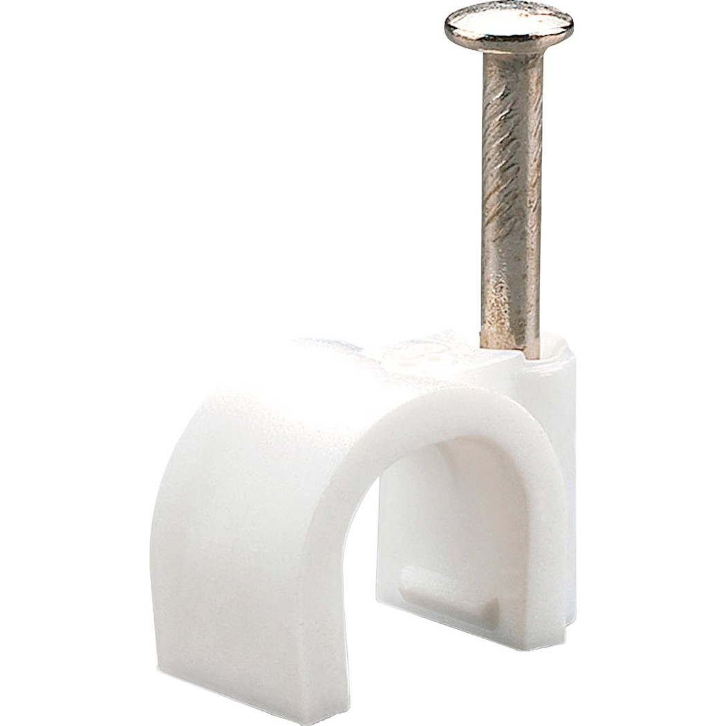 foto del prodotto trade shop traesio fissacavi con chiodo in acciaio da 6 a 12 mm confezione da 100pz colore bianco 6 mm 