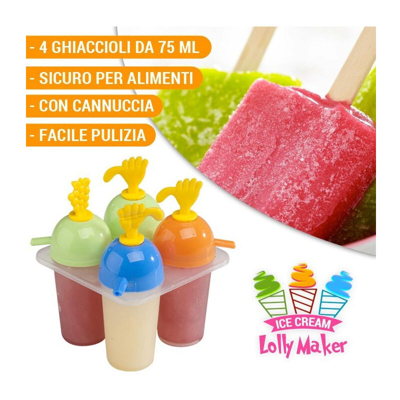foto del prodotto trade shop traesio forma stampo stampino per ghiaccioli gelato 4 scomparti feste party ice maker 