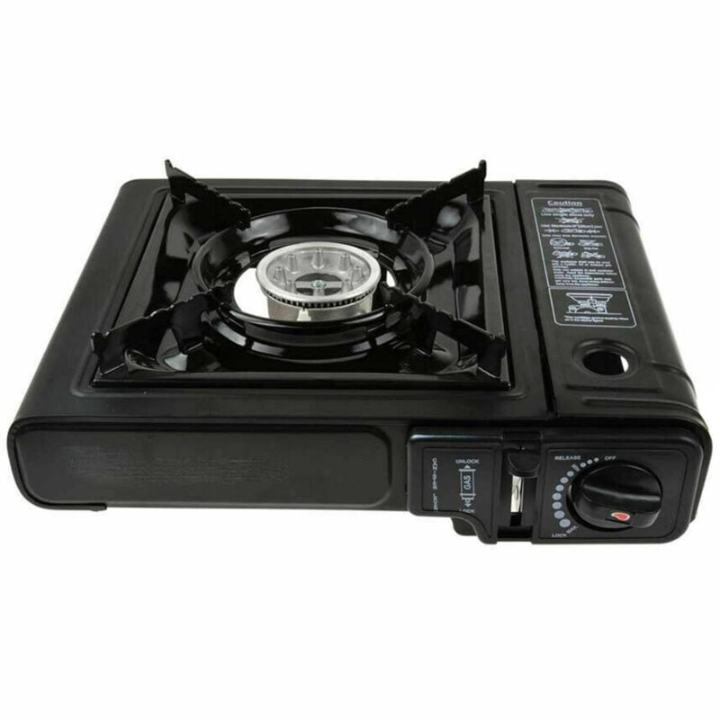 foto del prodotto trade shop traesio fornello portatile da campeggio a gas cucina viaggio camping con valigetta 