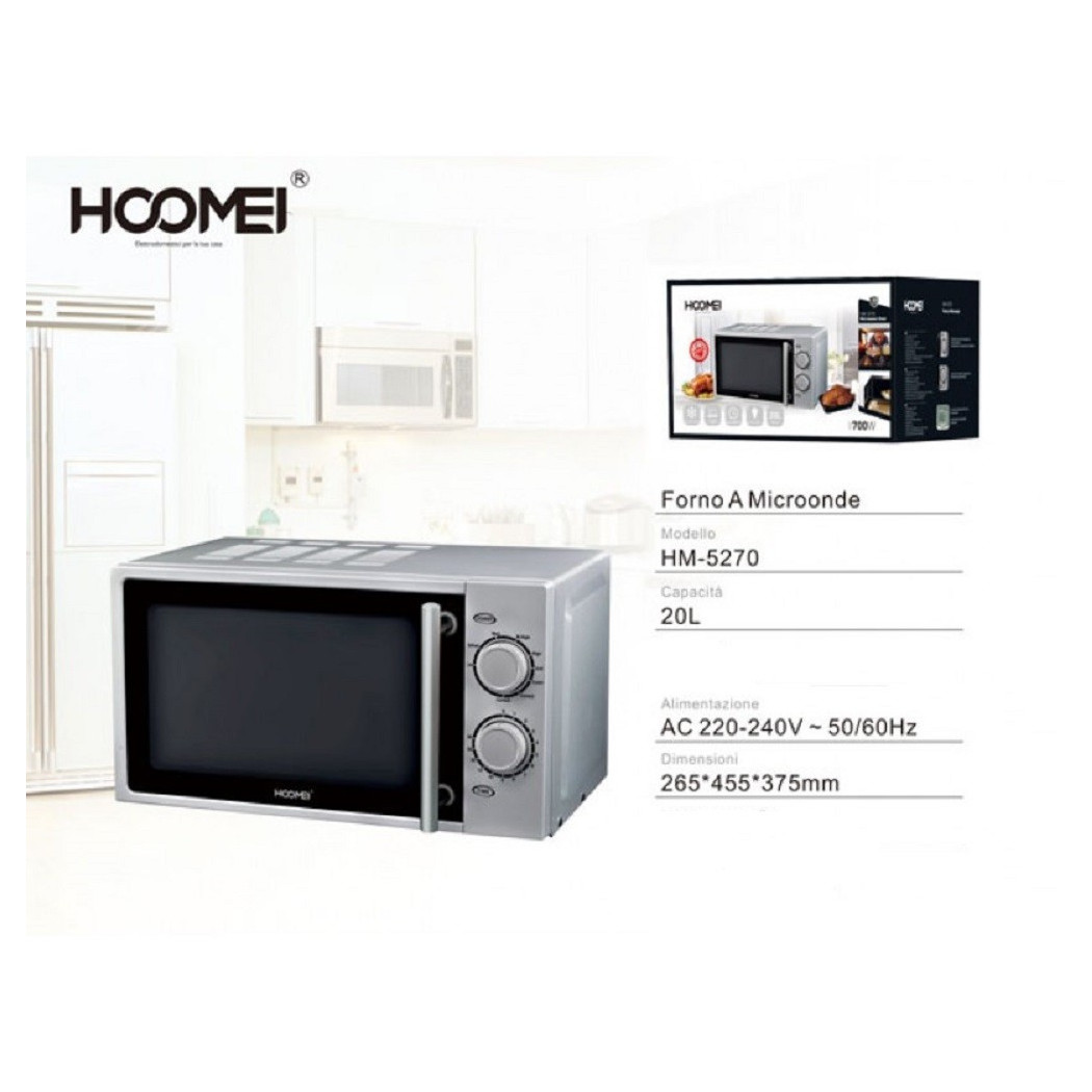 foto del prodotto trade shop traesio forno a microonde combinato grill 700 w 20 litri timer funzione scongelamento 