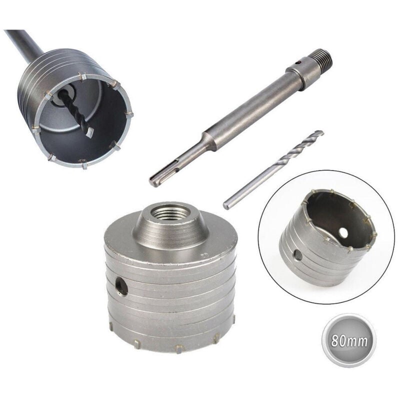 foto del prodotto trade shop traesio fresa a tazza 80mm carotatrice con asta sds plus 90mm calcestruzzo cemento 