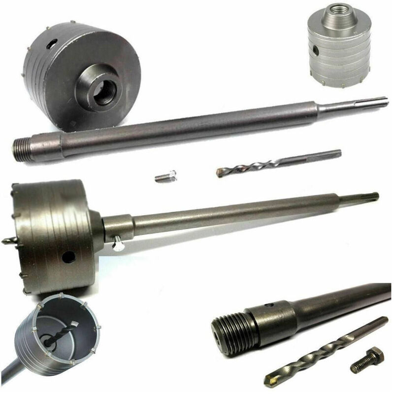 foto del prodotto trade shop traesio fresa a tazza carotatrice per muro pietra da 30 a 160mm asta da 60cm sds plus 45 mm 