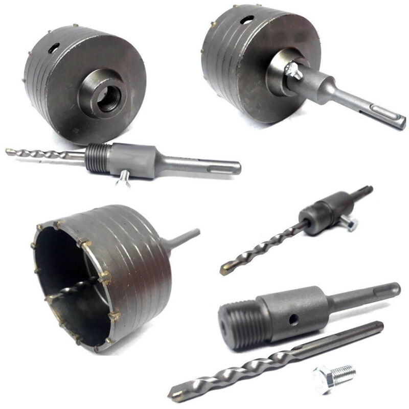foto del prodotto trade shop traesio fresa carotatrice a tazza per muro da 30mm a 130mm asta da 11 cm sds plus 70 mm