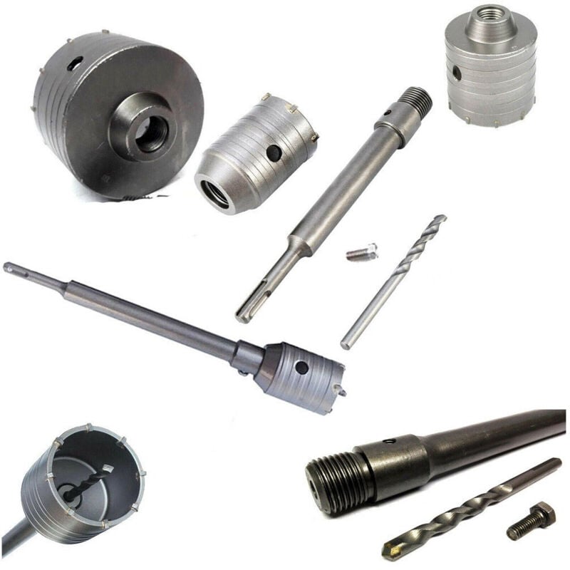 foto del prodotto trade shop traesio fresa carotatrice a tazza per muro da 30mm a 130mm asta da 35 cm sds plus 30 mm