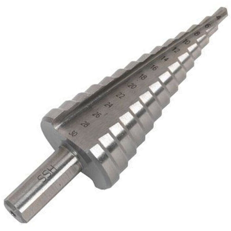 foto del prodotto trade shop traesio fresa conica a scalino gradino punta per trapano spirale da 4 a 30 mm graduale 