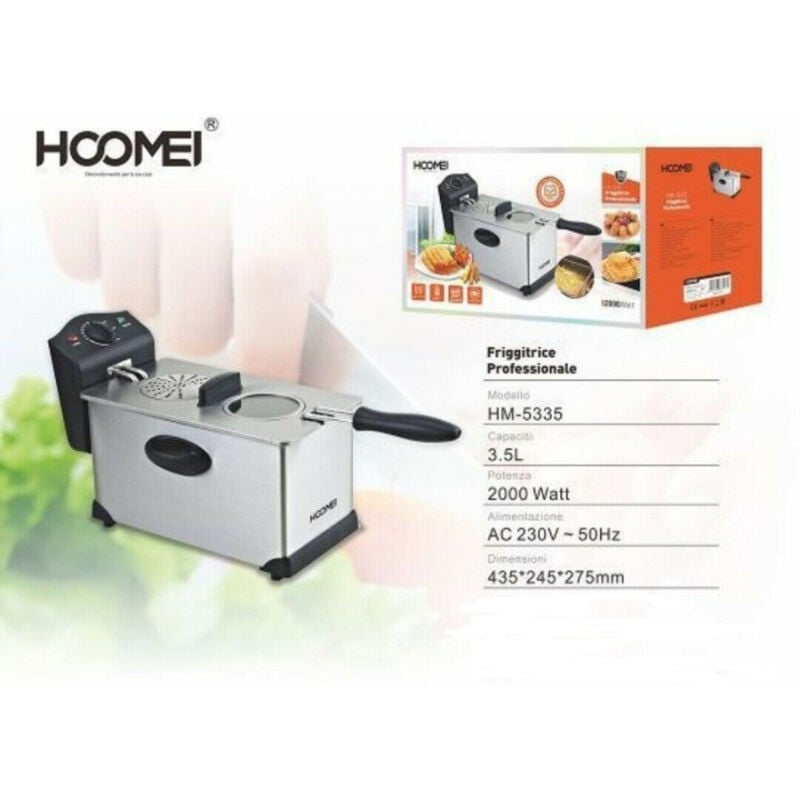 foto del prodotto trade shop traesio friggitrice elettrica professionale in acciaio 3,5lt termostato regolabile 2000w 
