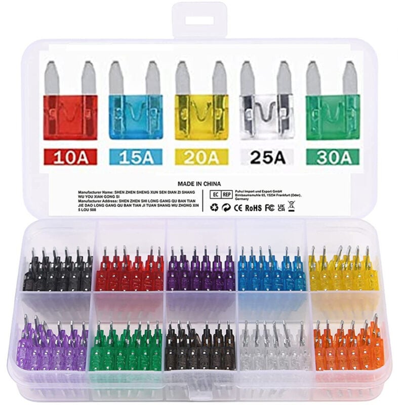 foto del prodotto trade shop traesio fusibili assortiti 100 pz lamellari per auto e moto barca kit mini fusibbili 