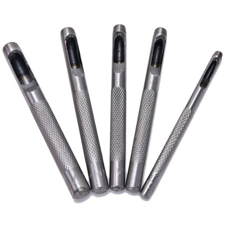 foto del prodotto trade shop traesio - fustelle in acciaio set 5 pz per cuoio lamiere stoffa plastica legno punzoni -