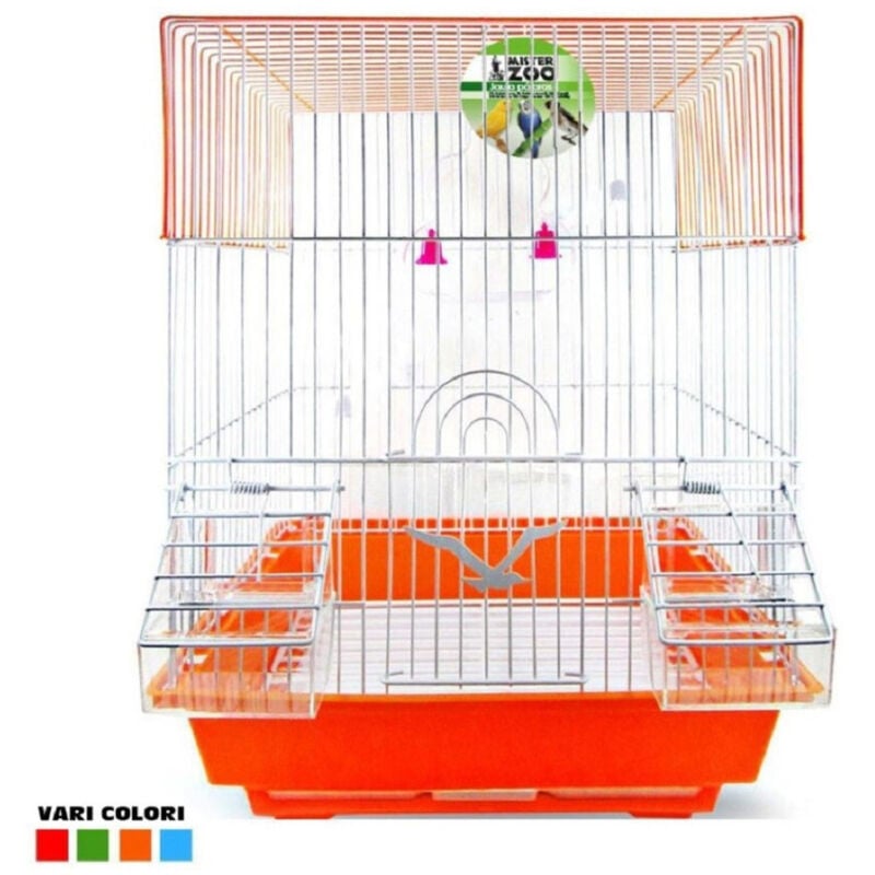 foto del prodotto trade shop traesio gabbia uccelli canarini pappagalli forma quadrata con accessori vari colori 