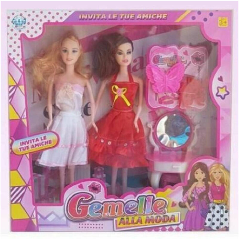 foto del prodotto trade shop traesio gemelle alla moda bambole con accessori giocattolo gioco bambina 