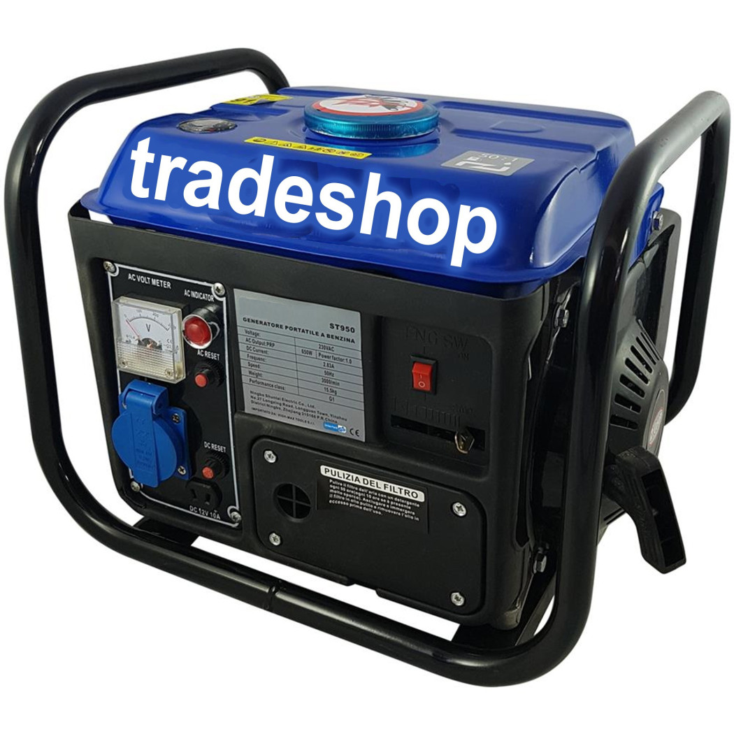 foto del prodotto trade shop traesio generatore di corrente elettrico silenziato portatile 650w motore 2 tempi 
