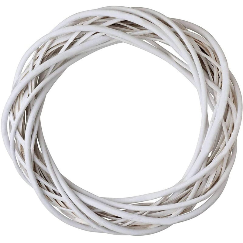 foto del prodotto trade shop traesio - ghirlanda dietroporta in legno bianco intrecciato 30 cm decorazioni porta natale -