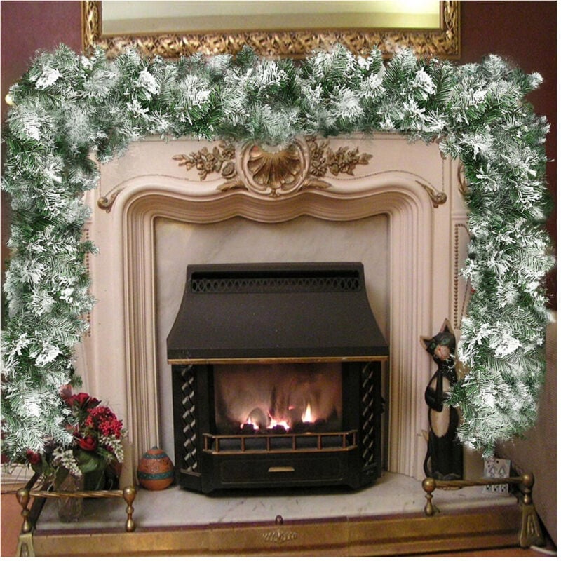foto del prodotto trade shop traesio - ghirlanda natalizia innevata albero natale decorazioni natalizie 270cm 200 punte -