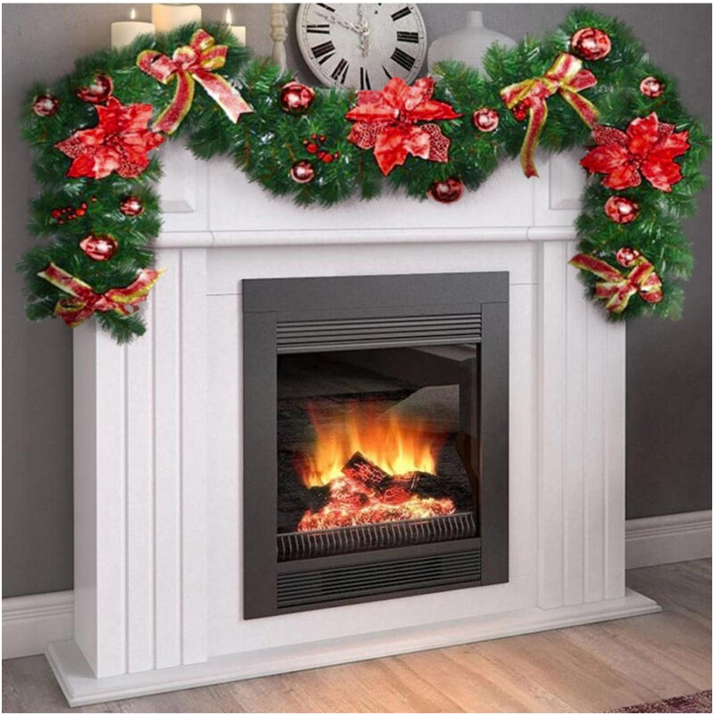foto del prodotto trade shop traesio ghirlanda natalizia stella natale fiori palline fiocchi 200cm decorazioni rosso 